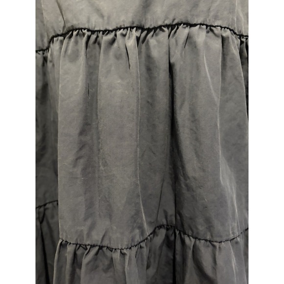 Madewell Navy Blue Babydoll Mini Dress Size 4 Tier Ruffle Y2K Square Neck Cotton - Picture 12 of 14